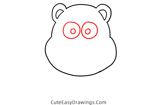 how to draw a baby hippo - www.cuteeasydrawings.com