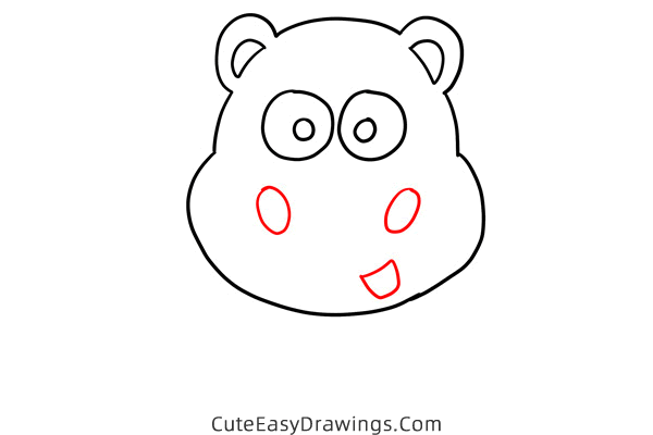 how to draw a baby hippo - www.cuteeasydrawings.com