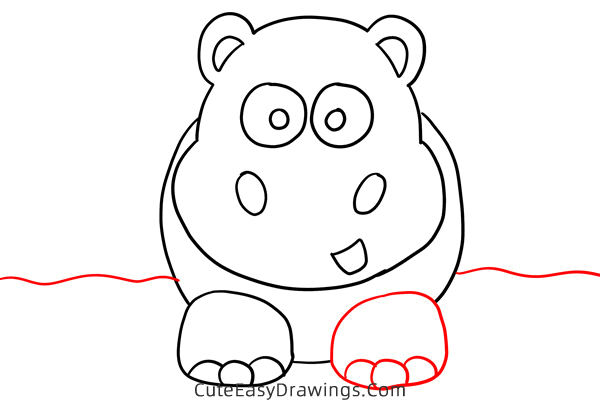 how to draw a baby hippo - www.cuteeasydrawings.com