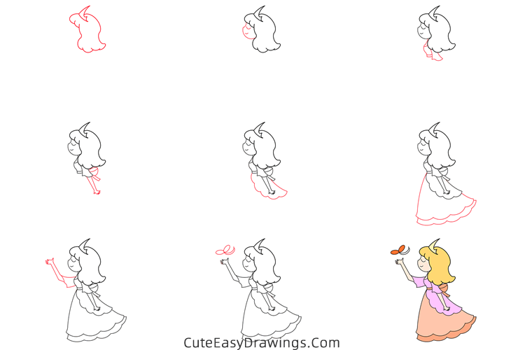 how to draw a princess easy - www.cuteeasydrawings.com