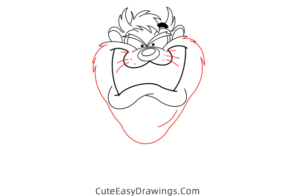 how to draw tasmanian devil from looney tunes - www.cuteeasydrawings.com