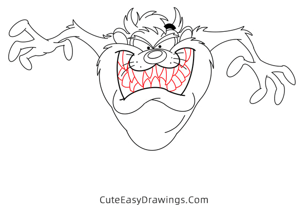 how to draw tasmanian devil from looney tunes - www.cuteeasydrawings.com