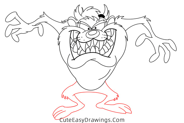 how to draw tasmanian devil from looney tunes - www.cuteeasydrawings.com