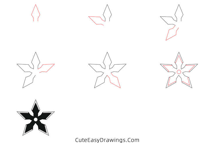 how to draw a shuriken - www.cuteeasydrawings.com