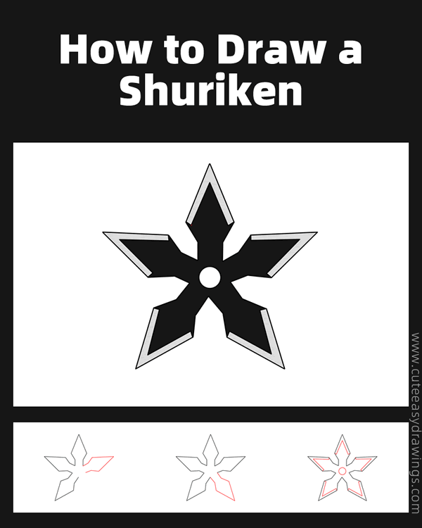 how to draw a shuriken - www.cuteeasydrawings.com