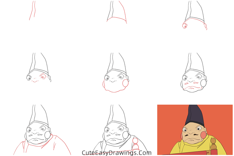 how to draw the foreman from spirited away - www.cuteeasydrawings.com