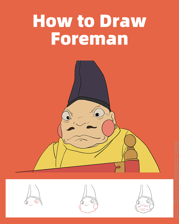 how to draw the foreman from spirited away - www.cuteeasydrawings.com