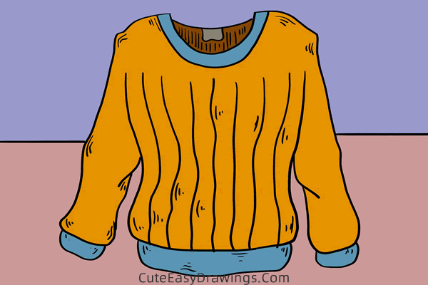 how to draw a sweater - www.cuteeasydrawings.com