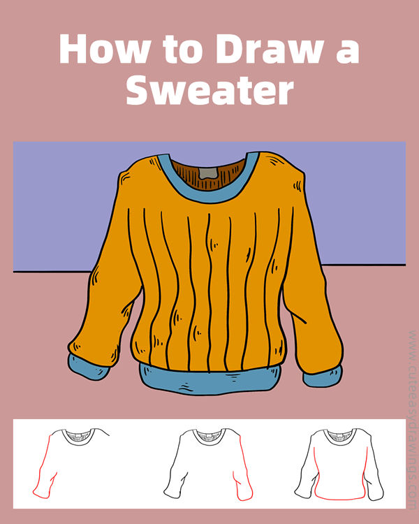 how to draw a sweater - www.cuteeasydrawings.com