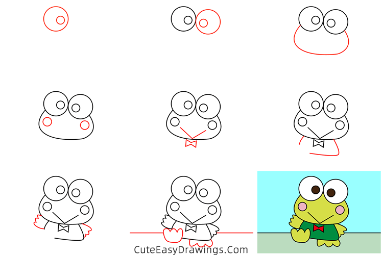 how to draw keroppi - www.cuteeasydrawings.com