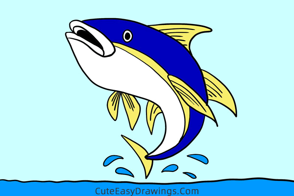 how to draw a tuna fish - www.cuteeasydrawings.com