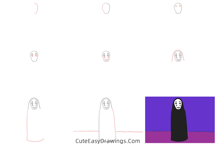 how to draw no-face - www.cuteeasydrawings.com