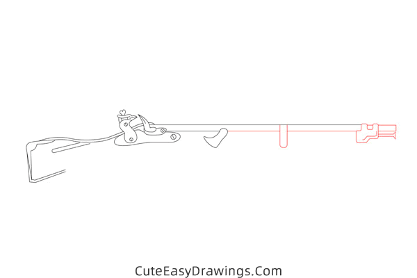 how to draw a musket - www.cuteeasydrawings.com