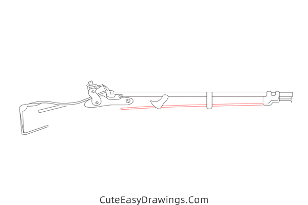 how to draw a musket - www.cuteeasydrawings.com