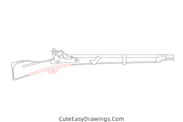 how to draw a musket - www.cuteeasydrawings.com