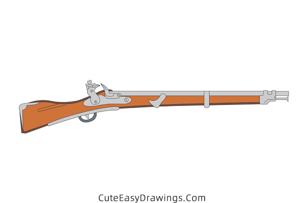 how to draw a musket - www.cuteeasydrawings.com