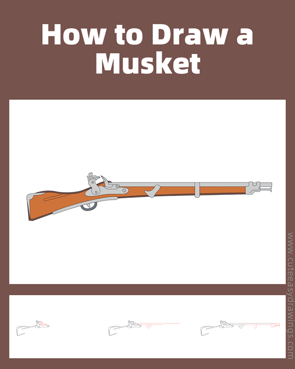 how to draw a musket - www.cuteeasydrawings.com