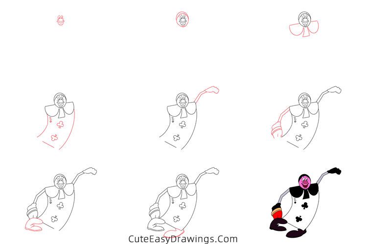 how to draw card painters from alice in wonderland - www.cuteeasydrawings.com