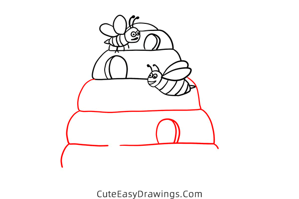 how to draw a beehive - www.cuteeasydrawings.com