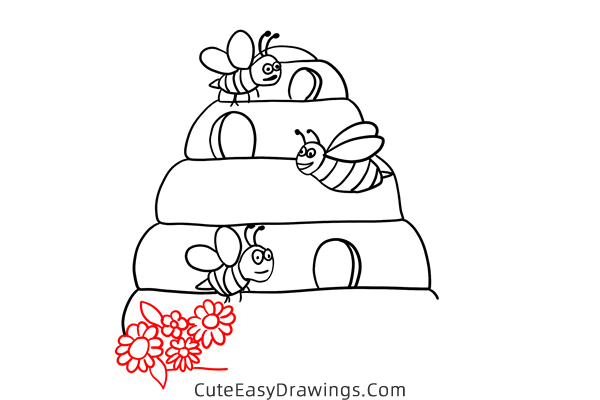 how to draw a beehive - www.cuteeasydrawings.com