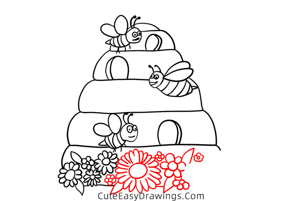 how to draw a beehive - www.cuteeasydrawings.com