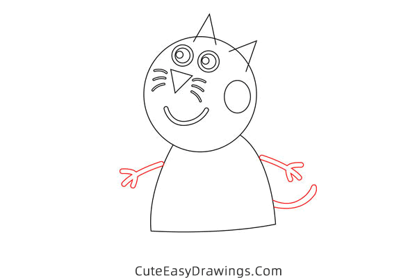 how to draw candy cat from peppa pig - www.cuteeasydrawings.com