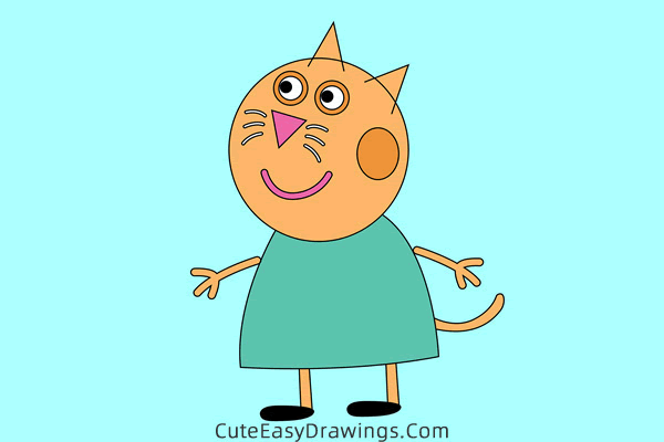 how to draw candy cat from peppa pig - www.cuteeasydrawings.com