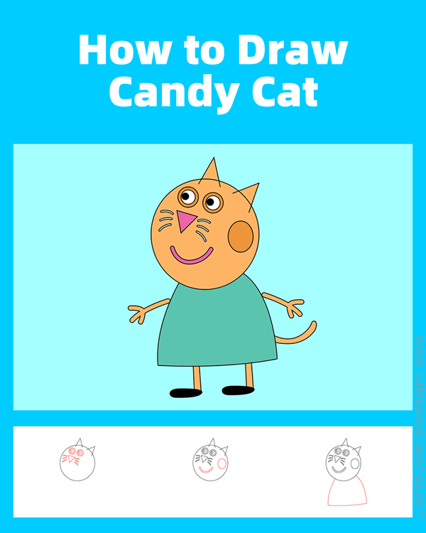 how to draw candy cat from peppa pig - www.cuteeasydrawings.com