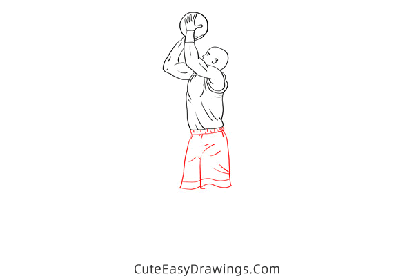 how to draw a basketball player shooting - www.cuteeasydrawings.com