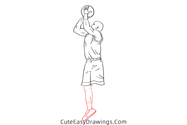 how to draw a basketball player shooting - www.cuteeasydrawings.com