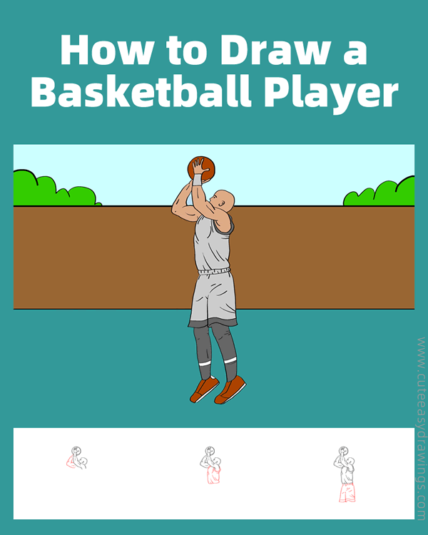 how to draw a basketball player shooting - www.cuteeasydrawings.com