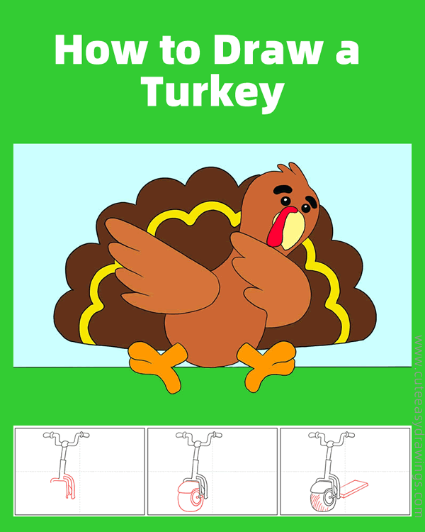 how to draw a cute turkey - www.cuteeasydrawings.com