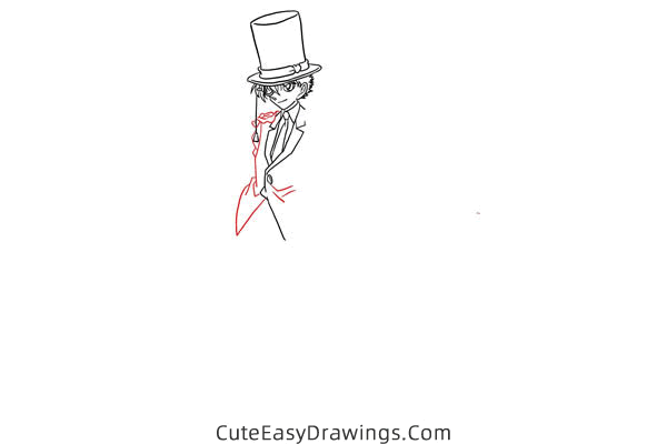 how to draw kaitou kid from detective conan - www.cuteeasydrawings.com