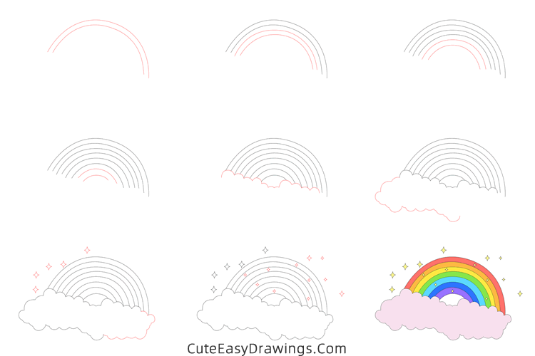 how to draw a rainbow easy - www.cuteeasydrawings.com