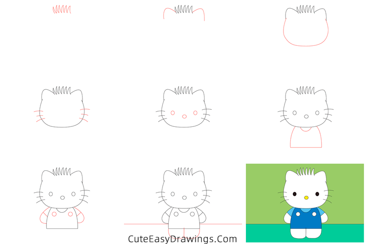 how to draw dear daniel from hello kitty - www.cuteeasydrawings.com