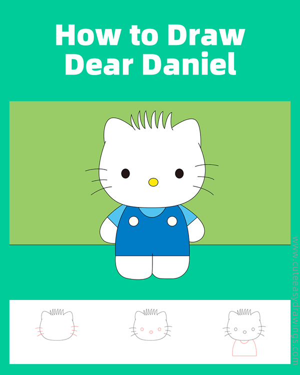 how to draw dear daniel from hello kitty - www.cuteeasydrawings.com