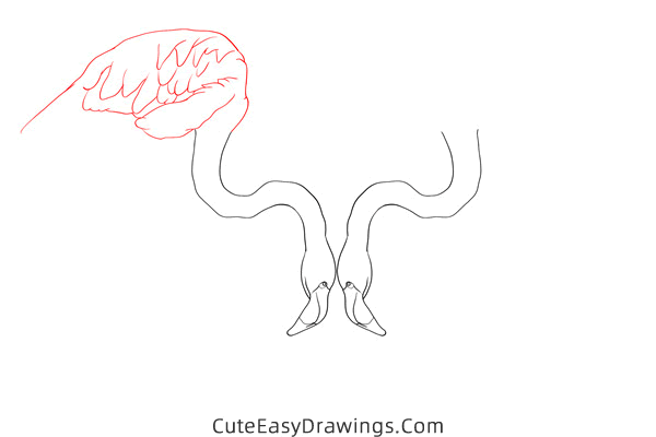 how to draw a pair of flamingos - www.cuteeasydrawings.com