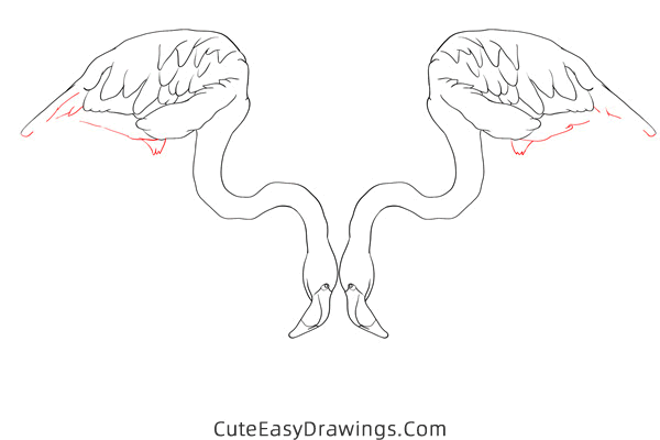 how to draw a pair of flamingos - www.cuteeasydrawings.com