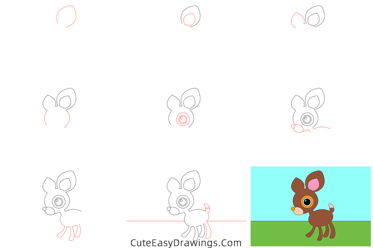 how to draw deery lou from hello kitty - www.cuteeasydrawings.com