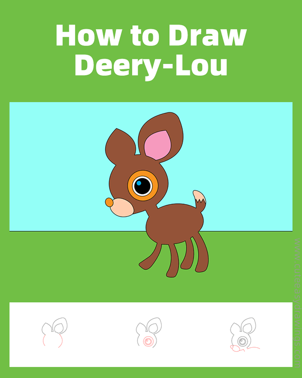 how to draw deery lou from hello kitty - www.cuteeasydrawings.com