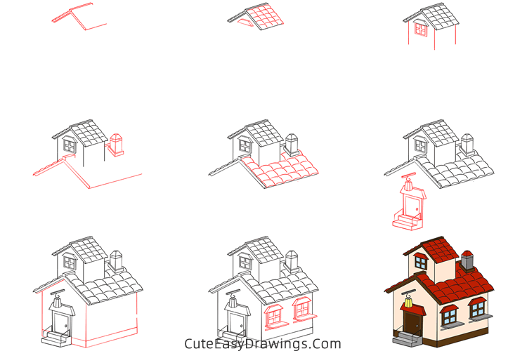 how to draw a house for kids - www.cuteeasydrawings.com