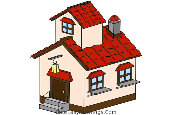 how to draw a house for kids - www.cuteeasydrawings.com