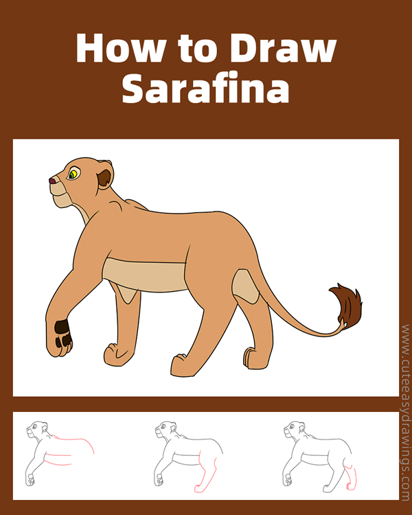 how to draw sarafina from the lion king - www.cuteeasydrawings.com