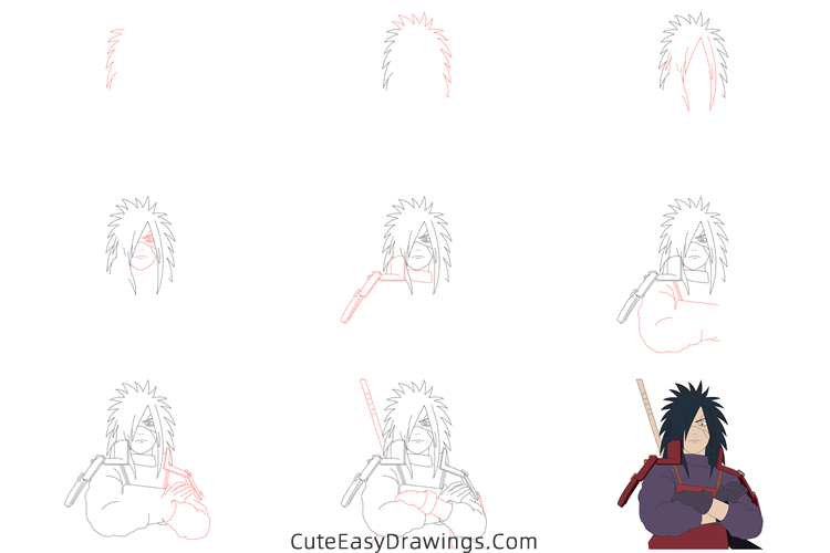 how to draw madara uchiha from naruto - www.cuteeasydrawings.com