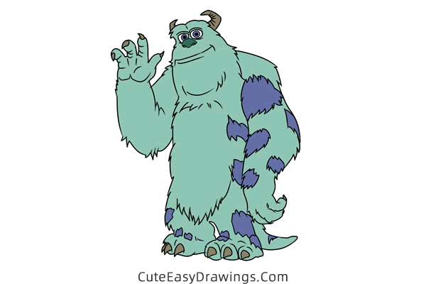 how to draw james p sullivan from monsters inc - www.cuteeasydrawings.com