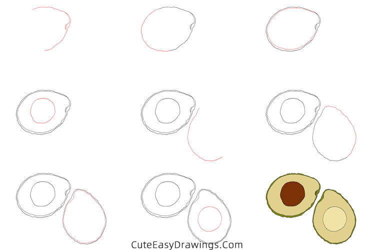 how to draw an avocado easy - www.cuteeasydrawings.com