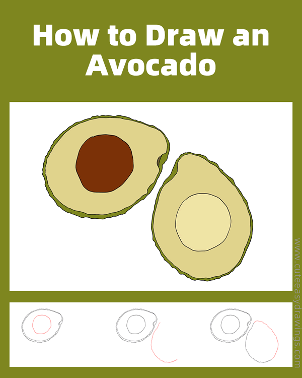 how to draw an avocado easy - www.cuteeasydrawings.com