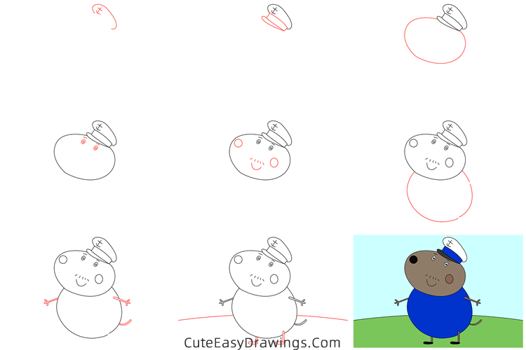 how to draw captain daddy dog from peppa pig - www.cuteeasydrawings.com