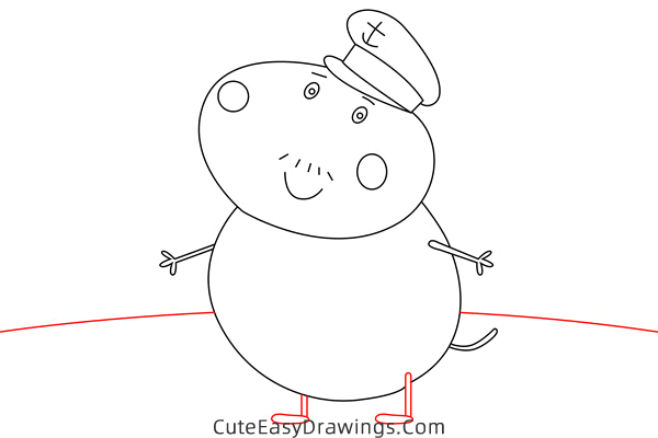 how to draw captain daddy dog from peppa pig - www.cuteeasydrawings.com