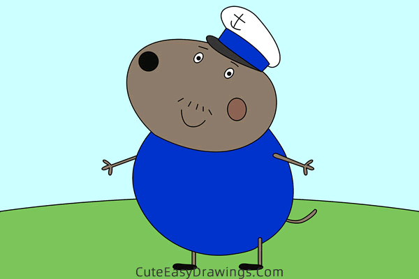 how to draw captain daddy dog from peppa pig - www.cuteeasydrawings.com